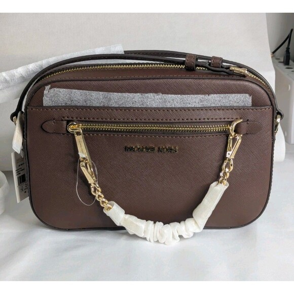 Michael Kors Handbags - MICHAEL KORS Jet Set Leather Crossbody Bag - Mocha